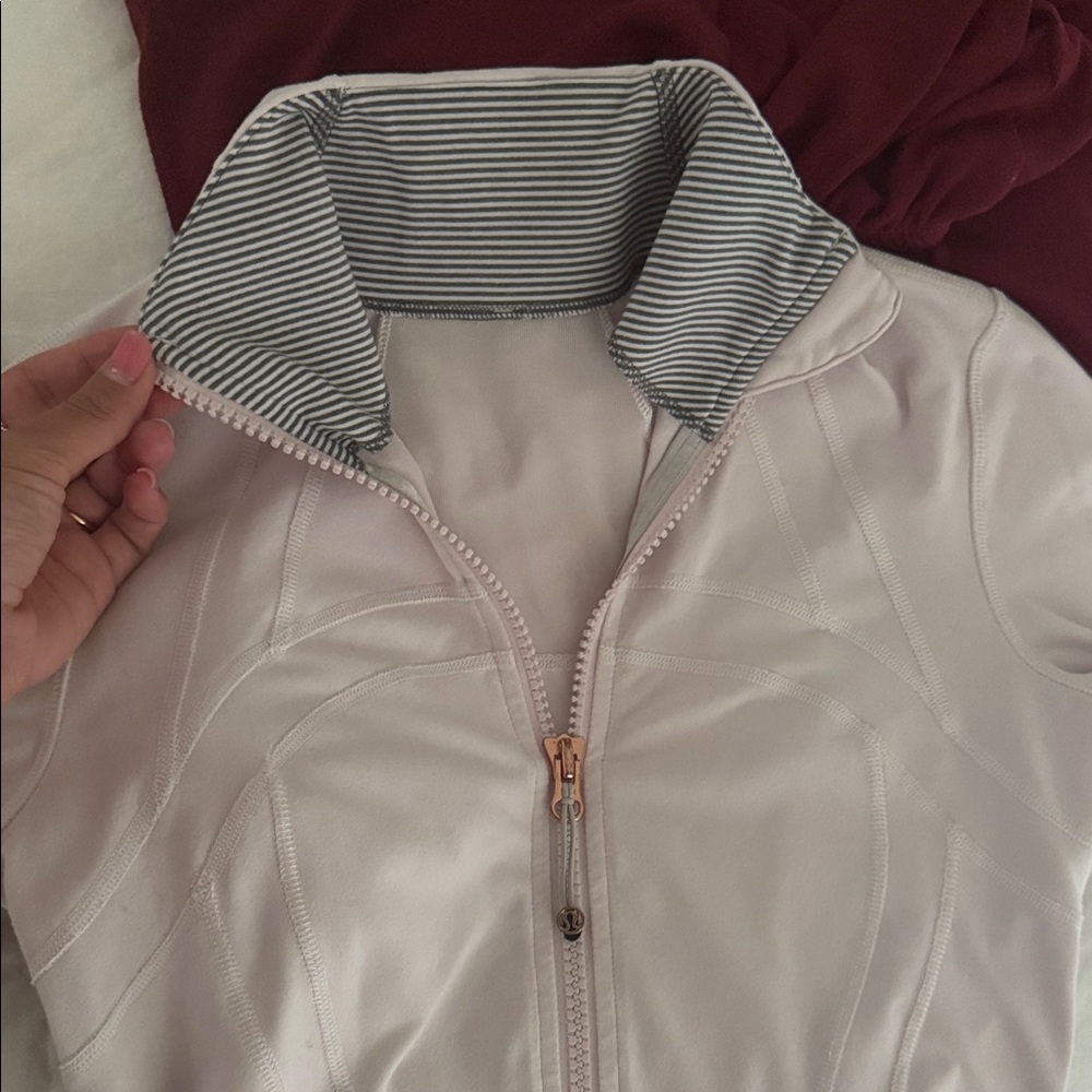 Women's Cream Jacket with Striped Lining